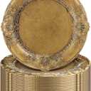 Mifoci Antique Gold Charger Plates Set of 24 Plastic Gold Chargers for Dinner Plates Decorative 13" Round Plate Bulk with Embossed Rim for Dinner, Party, Wedding