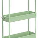 SPACEKEEPER Slim Rolling Storage Cart, 3 Tier Bathroom Organizer Utility Cart Laundry Room Organization Mobile Shelving Unit for Kitchen, Bathroom, Office, Bedroom, Narrow Places, Green