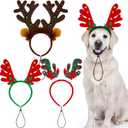 Aneco 3 Pack Christmas Reindeer Dog Headband Puppy Xmas Antlers Headwear Holiday Pet Costume Accessory (Brown,Red)