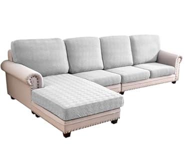 Deep Dream Sectional Couch Covers 8 Pieces, Stretch Sofa Covers for Sectional Sofa, L Shaped Couch Covers for Both Left/ Right Sectional Couch (4 Backrest Cover + 3 Seater + 1 Chaise, Light Grey)