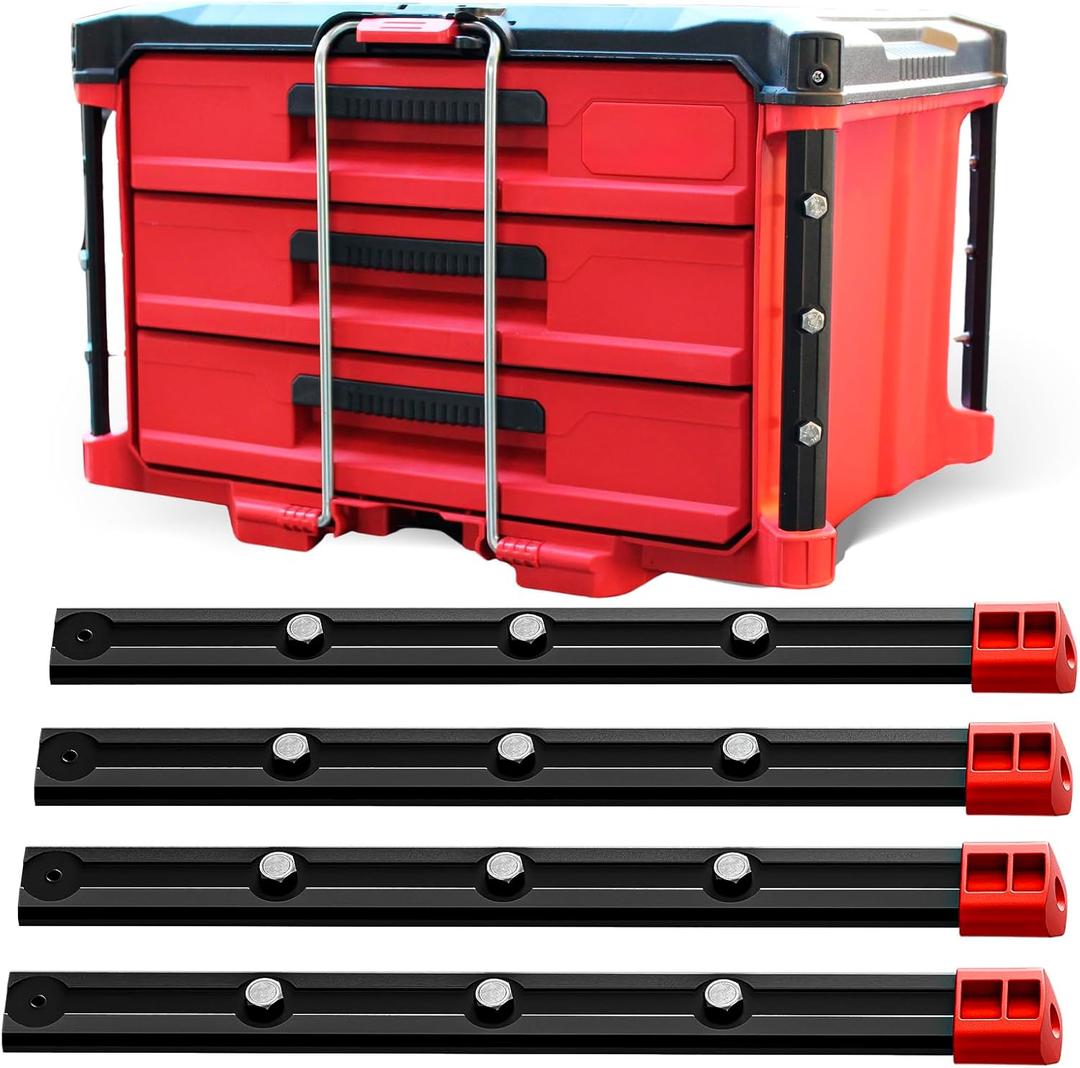 Threaded Replacement Packout Rails -10.4" (265mm) Compatible with Milwaukee Packout Drawer Tool Boxes (48-22-8442, 8443, 8444, 8447) - Aluminum Rails - Fits Packout Accessories-Black