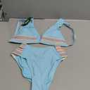 BMJL Women's High Waisted Bikini Sets V Neck Color Block Swimsuit Sexy Two Piece Bathing Suit (Blue58)