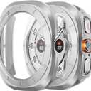 Amizee 2 Pack Screen Protector Case Compatible with Samsung Galaxy Watch Ultra (2025/2024) 47mm, with Built-in Screen Protector Hard PC Ultra Thin Anti-Scratch Protective Cover (Silver/Clear)