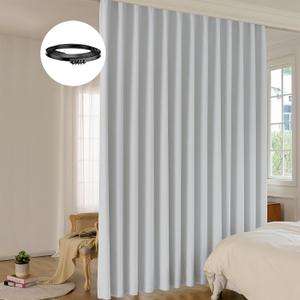 Room Divider Curtain Sets with Bendable Ceiling Track, 95% Blackout Total Privacy Ceiling Track Curtains Floor to Curtains Track Kits 8.3 ft Wide x 7 ft Tall, Grey, 1 Panel