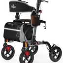 Walkers for Seniors, Rollator Walker with Seat, 350 lb Weight Capacity, 18" Big Seat, 8" All-Terrain Wheels, 6-Level Adjustable Height, Lightweight Aluminum Frame Rollator Walkers for Seniors (Gray)