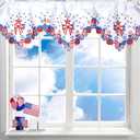 Embroidered Patriotic Kitchen Curtains Valances 58 x 14 Inch Memorial Day 250th Anniversary Red White Blue Star Window Treatment Valance Curtain for 4th of July Independence Day Decor