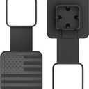 OGYE 2 Inch Trailer Hitch Cover with American Flag, Metal Trailer Hitch Cover Fit for 2 Inch Hitch Receivers Class 3 4 5, 2'' Rubber Hitch Tube Cover Plug Cap (Black)