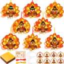 Funrous 32 Set Thanksgiving Turkey Suncatcher Craft Kit Autumn DIY Hanging Ornaments Window Stained Glass Effect Art Colorful Tissue Paper Crafts Fall Thanksgiving Home Classroom Decorations Supplies