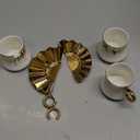 Hebaogugu Coffee Cup Set of 6 with Saucers, 3.5 OZ Ceramic Espresso Cups, Deco Gold Trim Coffee Cup Gift for Cappuccino, Latte, Cafe Mocha and Tea, Dishwasher & Microwave Safe (White and Gold)
