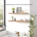 PHPH 24 Inch Wood Floating Shelves for Wall, Wooden Wall Shelves for Bedroom, Set of 4 Light Brown