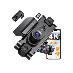 4K 360° Dash Cam for Cars, 4 Channel Front Rear Inside with 128GB Card, Super Night Vision, Fastest 5.8GHz WiFi GPS, Voice Control, 24/7 Parking Mode, Loop Recording Ideal for Uber & Lyft