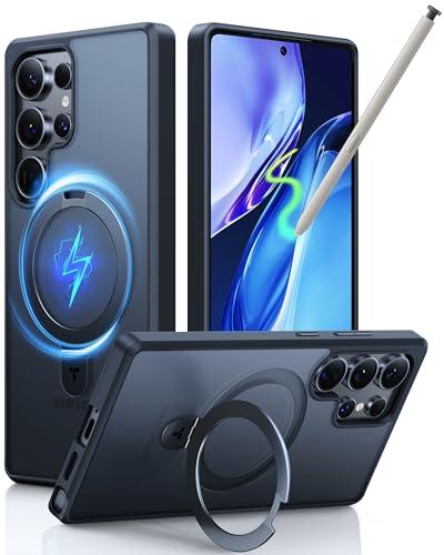 TORRAS Upgraded Magnetic & Stand for Samsung Galaxy S25 Ultra Case, [Fit for Magsafe] [12FT Mil-Grade Drop Protection] Shockproof Translucent Slim for Samsung Galaxy S25 Ultra Case, Black