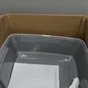 Amazon Basics Large Cat Litter Box with High Sides, Open Top for Easy Access, Includes Scoop with Storage, 19" x 15" x 11.75", Grey/Beige