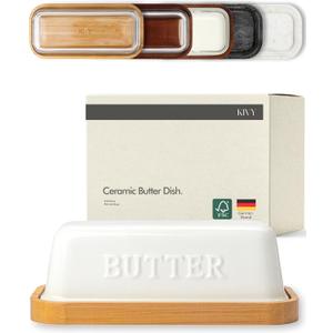 KIVY Ceramic butter dish with airtight lid that keeps butter soft - For countertop and refrigerator door shelf - Butter dish ceramic - Butter holder for counter - Covered butter dishes