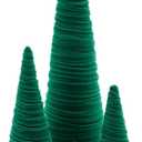 Velvet Trees Set of 4 Green, Elegant Mantel Accent, Winter Wedding Centerpiece, Valentine Accent, Elegant Entry, Cozy Gift for (Green)