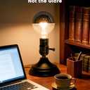 E26 Industrial Steampunk Table Lamp, Vintage Black Bedside Lamp with 4W G80 Silver Half Chrome LED Bulb, Retro Desk Lamp Base with Plug in Cord for Bedroom Office Living Room