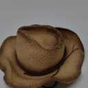 Comhats Western Style Round Cowboy Straw Hat Ladies Fedora Chin Cord Vegan Leather Band Shapeable Brim Beach Cowgirl (Large, 00724_natural)