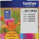Brother Genuine LC30113PKS 3-Pack Standard Yield Color Ink Cartridges, Page Yield Up to 200 Pages/Cartridge Includes Cyan, Magenta and Yellow, LC3011