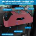 Zipelo Car Headrest Backseat Organizer with Cup Holder, Multi-Functional Vehicle Seat Back Hanging Storage Box with Hooks, Auto Drink Snack Phone Tray Travel Accessories for Kids Adults (Wine Red)