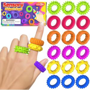 Fidget Toys Kids Sensory Rings: Fidget Ring Sensory Toys for Kids with Autism - Quiet Anxiety Fidgets for Classroom 18 Pack