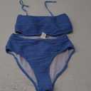 Pink Queen Women Bikini Set 2025 Removable Strap Textured Two Piece Swimsuits High Cut Bathing Suits (Small, Dodge Blue)