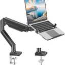 MOUNT PRO Laptop Arm Mount for Desk, 2 in 1 Function Monitor Laptop Stand, Fits Max 17" Notebook and 32" Computer Screen, Aluminum Single Monitor Holder with Adjustable Tray, Holds up to 22lbs