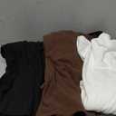 Ficerd 3 Pack Women's Thermal Long Sleeve Shirts Fleece Lined Scoop Neck Stretch Fitted Tops Winter Base Layer Underwear (Large, Black, White, Dark Coffee)