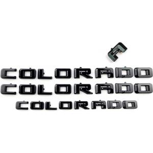 Overlay Emblem 3D Letter Side Door Rear Tailgate Badge Nameplate Compatible for 2023-2024 Colorado Set of 3Pcs (Glossy Black)