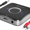 Bluetooth 5.3 Adapter Hi-Fi Equipment for Car Wireless Audio Receiver with 3.5mm AUX RCA Cable, Noise Cancellation, Dual AUX Outputs for Home Speakers Wired Headphones