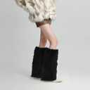 PHOGARY Faux Fur Fuzzy Leg Warmers Furry Boot Covers for Women Girls, Furry Boot Cuffs Fuzzy Shoes Cover Socks for Costumes (Black)
