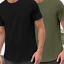 Men's 1 or 2 Pack Hipster Hip Hop Longline Crewneck T-Shirt Short Sleeve Gym Workout Athletic T Shirts for Men (XXXL)