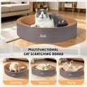 2 in 1 Round Cat Scratching Board, Cardboard Cat Scratcher for Indoor Cats, Corrugated Cat Scratch Pad for Grinding Claws and Rest (23.6")