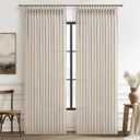 Extra Wide 70 Inch Pinch Pleated Light Filtering Sliding Glass Door Curtains 120 Inches Long, Natural Linen Boho Memory Trained Privacy Semi Sheer 10 FT Length Large Windows Drapes 2 Panels Set Burg