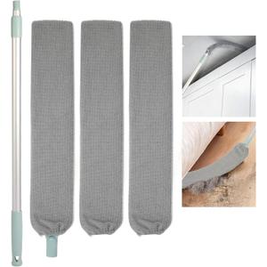 Retractable Gap Dust Cleaner, Long Handle Cleaning Tool with 3 Washable Microfiber Dusting Cloths, Duster Brush for Cleaning Under Appliances