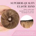 MY-LADY 100% Human Hair Messy Bun Hair Piece, Natural Wavy Messy Buns Hair Pieces for Women Hair Buns with Elastic Band Updo Ponytail Extension Medium Brown Mix Dark Blonde