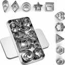 30Pcs Mini Cookie Cutter Set with Box, Small Stainless Steel Fruit Veggie Tiny Polymer Clay Cutters for Kids, Geometric Set for Biscuit Mold