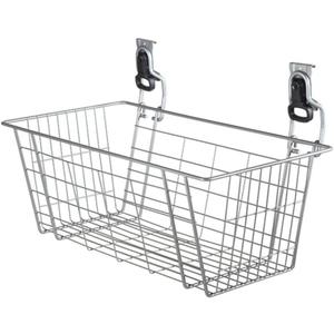 Rubbermaid Garage FastTrack Wire Mesh Basket Wall Mounted Storage System Holds up to 50 pounds Satin Nickel for Tool/Toy/Sports Equipment