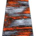 Masada Rugs, Modern Contemporary Runner Area Rug, Orange Grey Black (2 Feet X 7 Feet)