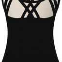 Phineein Girls Sleeveless Ballet Gymnastics Leotards - Kids Athletic Crisscross Back Dancewear Unitards (Black)  7-8Y