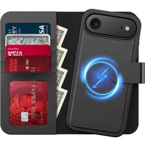 FUNMIKO for iPhone 17 Air Case Wallet,Detachable Flip Folio Leather Cover,RFID Blocking 4 Card Slots Holder,Magnetic Kickstand,Protective Phone Shell for Women Girls,Black