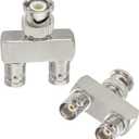 Eightwood BNC Splitter Adapter 2-Pack BNC Male to Dual Female Tee Type 3 Way Audio RF Coax Connector