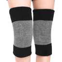FakeFace Men Women Thicken Thermal Knee Braces Leg Warmers Winter Breathable Knee Pads Leg Sleeves for Ski Cycling Dance (Black&grey)