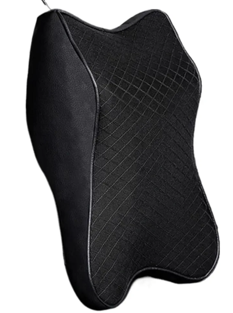 Memory Foam Neck Pillow Car Comfortable Seat Supports Lumbar Backrest Car Seat Headrest Cushion Pads for Neck Pain Relief(S Beige Pillow)