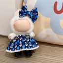 2 x 3-Piece Clothes for17cm Doll Clothes Set & Outfit-Blue Diamond Plaid Dress + Butterfly Clip + Versatile Black Glossy Shoesno Doll Included