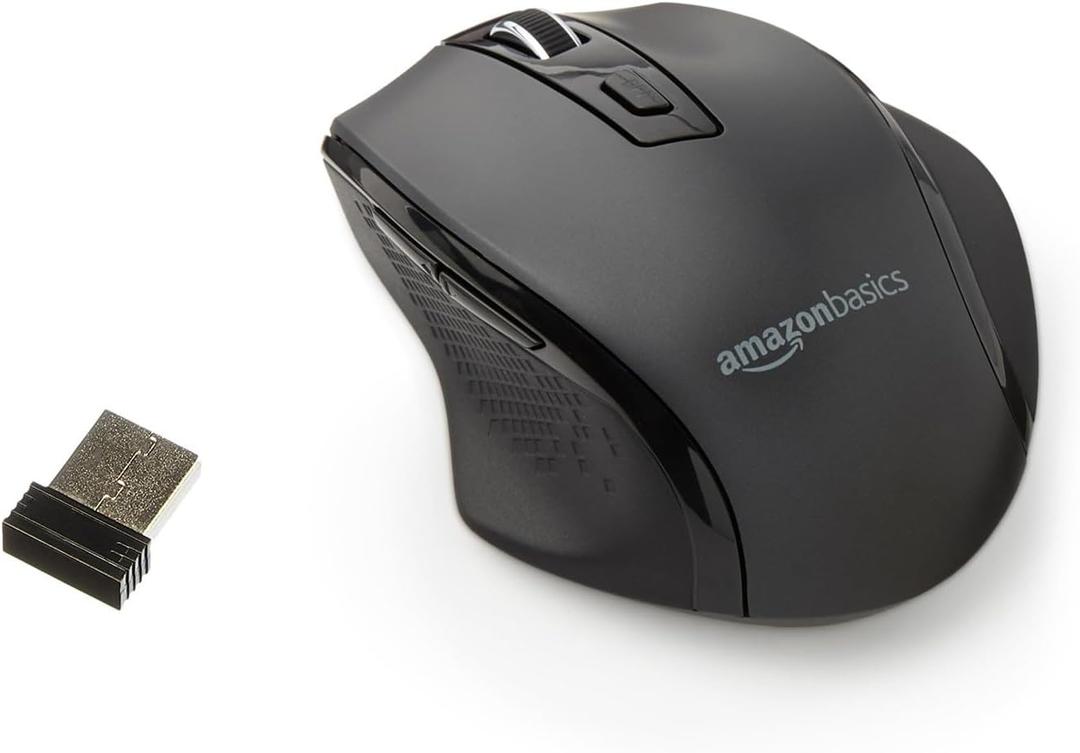 Amazon Basics Computer Mouse Wireless, Ergonomic, 2.4 GHz Optical, DPI Adjustable, Compatible With PC, Mac, Laptop, Black Amazon Basics Computer Mouse Wireless, Ergonomic, 2.4 GHz Optical, DPI Adjustable, Compatible With PC, Mac, Laptop, Black