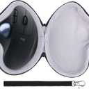 LTGEM Case Compatible with Logitech Ergo M575S / M575 / M570 Wireless Trackball Ergonomic Mouse, Office Travel Carrying Storage Bag - Black+Gray(Case Only)