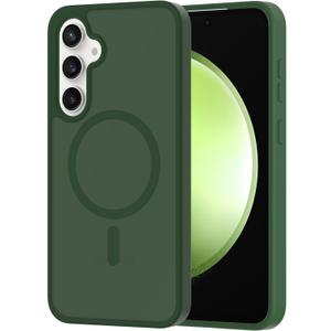 for Samsung Galaxy S23 FE Case Magnetic, Compatible with Magsafe 6.4-Inch Slim Fit Heavy Duty Protection Wireless Charging Skin-Feel Shockproof Anti-Slip TPU and PC Protective Phone Cover, Green