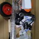 Electric Weed Wacker Cordless Eater Battery Powered 21V Lightweight No-String Weed Trimmer 3 in 1 Stringless Grass Trimmer/Edger/Brush Cutter with 3 Types Blade & Wheels for Yard and Garden-Orange