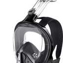 Greatever Full Face Snorkel Mask, Snorkeling Gear for Adults with Latest Dry Top Breathing System and Detachable Camera Mount, Foldable Snorkel Mask Adult, Snorkels Anti-Fog & Anti-Leak (Small-Medium, Black)