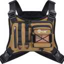 CVLIFE Outdoor Chest Bag for Men, Tactical Chest Pack, Adjustable Running Vest Bag, Lightweight Anti-theft EDC Rig for Hiking (Khaki)